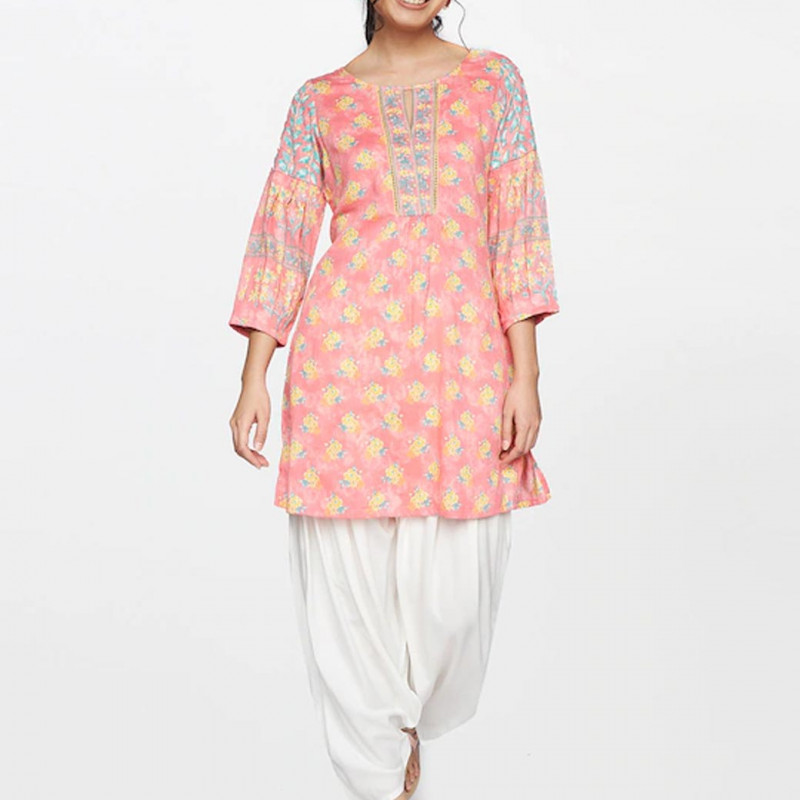 Pink and yellow floral Tunics