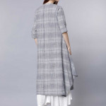 White Floral Layered Ethnic A-Line Maxi Dress With Jacket